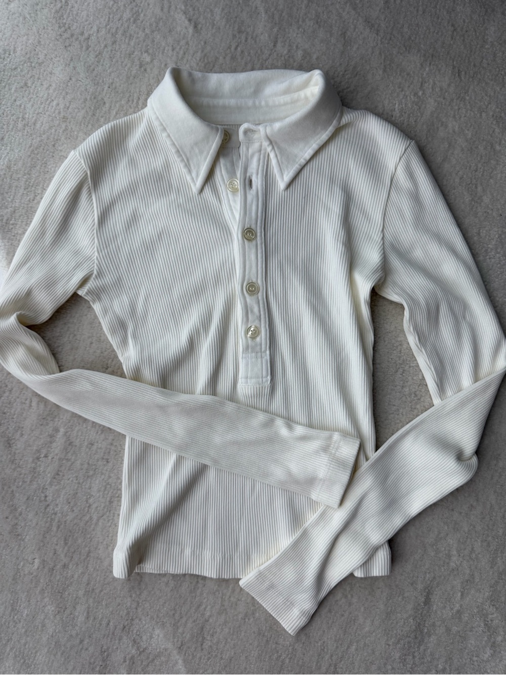 Citizens Of Humanity Ribbed Polo-Neck Long Sleeve Sweater - Cream Off White